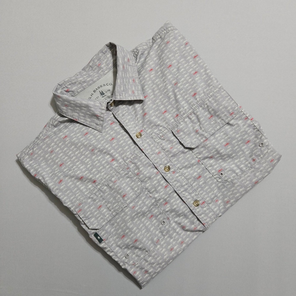GH Bass Fishing‎ Shirt Men Large Fish Print Vented Outdoor Performance Short
